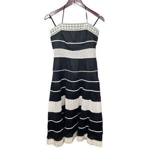 Ann Taylor Black White Halter‎ Strapless Dress Sz 4 Classic Old Money Boho Chic